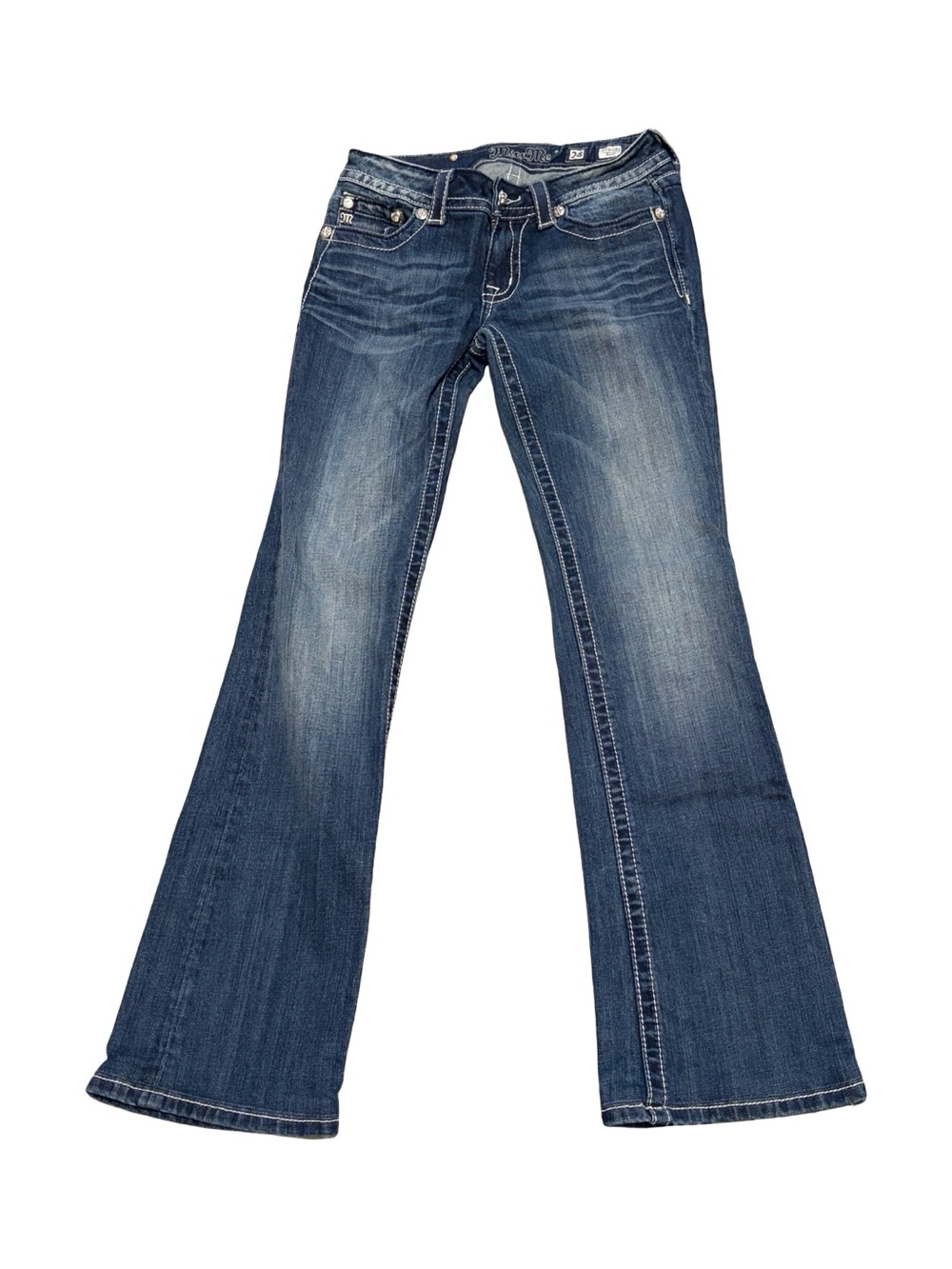 Miss Me womens Dark Blue Bootcut Jeans with Contrast Stitching